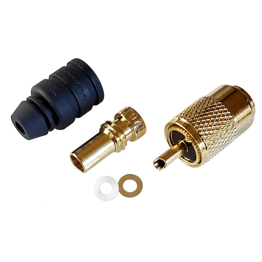 Shakespeare PL-259-58-G Gold Solder-Type Connector w/UG175 Adapter & DooDad Cable Strain Relief f/RG-58x [PL-259-58-G]-North Shore Sailing