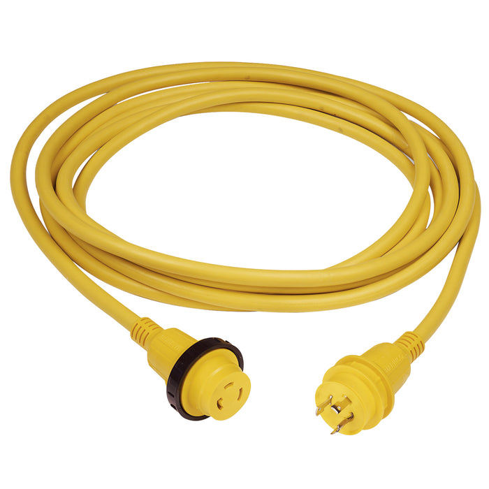 Marinco 30 Amp PowerCord PLUS Cordset w/Power-On LED - Yellow 50ft [199119]-North Shore Sailing