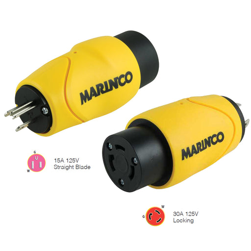 Marinco Straight Adapter 15Amp Straight Male to 30Amp Locking Female Connector [S15-30]-North Shore Sailing