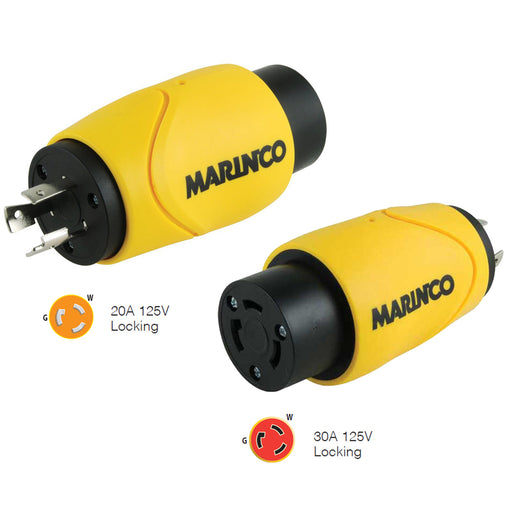 Marinco Straight Adapter 20Amp Locking Male to 30Amp Locking Female Connector [S20-30]-North Shore Sailing