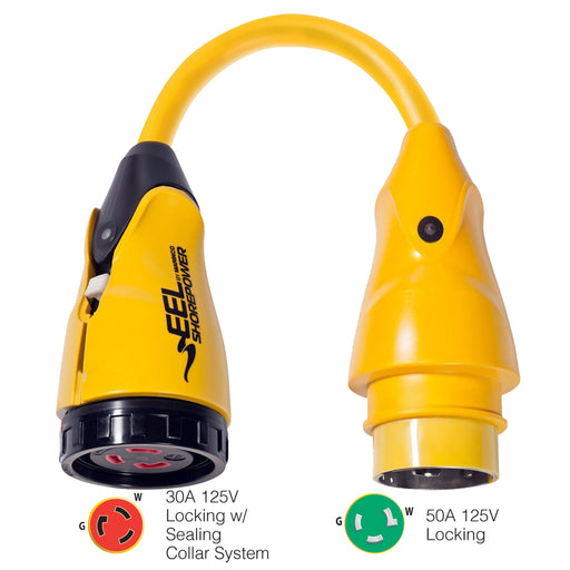Marinco P503-30 EEL 30A-125V Female to 50A-125V Male Pigtail Adapter - Yellow [P503-30]-North Shore Sailing