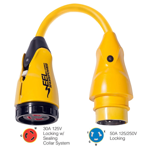Marinco P504-30 EEL 30A-125V Female to 50A-125/250V Male Pigtail Adapter - Yellow [P504-30]-North Shore Sailing
