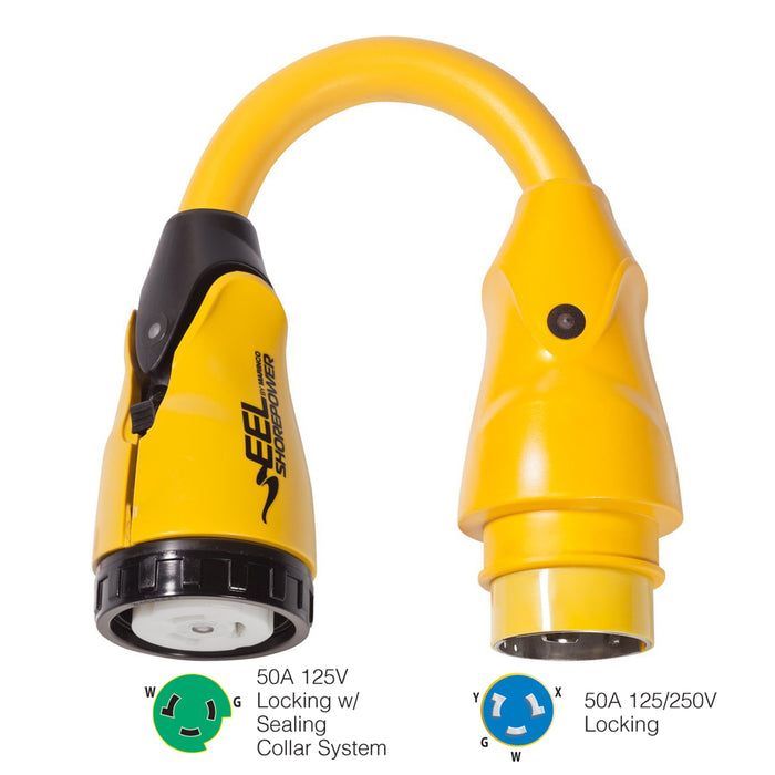 Marinco P504-503 EEL 50A-125V Female to 50A-125/250V Male Pigtail Adapter - Yellow [P504-503]-North Shore Sailing