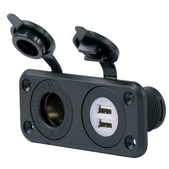 Marinco SeaLink Deluxe Dual USB Charger & 12V Receptacle [12VCOMBO]-North Shore Sailing