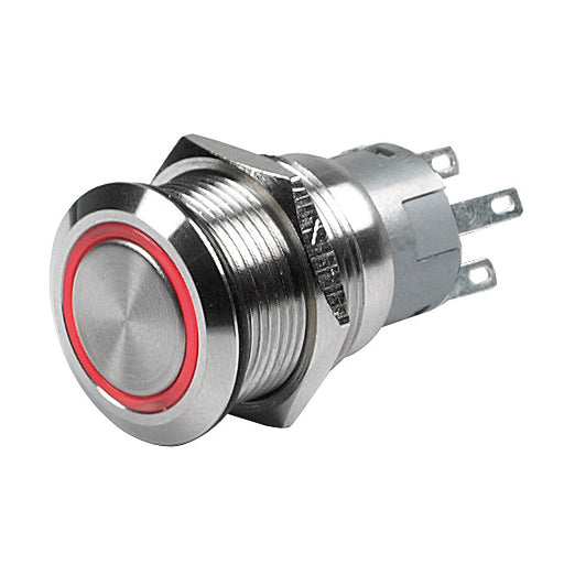 Marinco Push Button Switch - 12V Latching On/Off - Red LED [80-511-0001-01]-North Shore Sailing