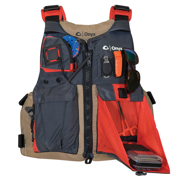 Onyx Kayak Fishing Vest - Adult Oversized - Tan/Grey [121700-706-005-17]-North Shore Sailing