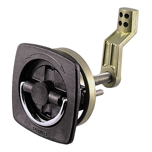Perko Flush Latch - Non-Locking - 2.5" x 2.5" w/Offset Cam Bar  Flexible Polymer Strike [0932DP1BLK]-North Shore Sailing