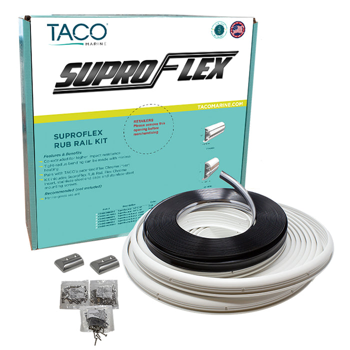 TACO SuproFlex Rub Rail Kit - White w/Flex Chrome Insert - 1.6"H x .78"W x 60L [V11-9960WCM60-2]-North Shore Sailing