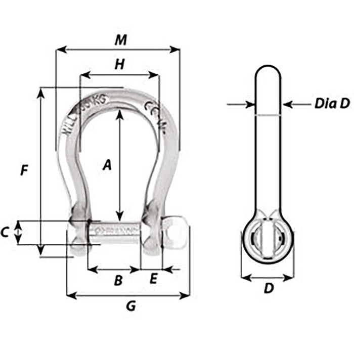 Wichard Self-Locking Bow Shackle - Diameter 10mm - 13/32" [01245]-North Shore Sailing