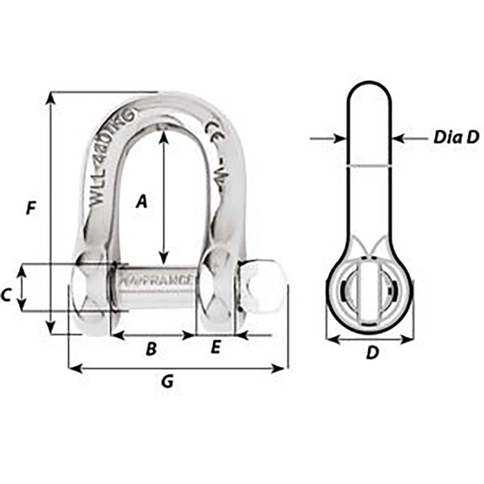 Wichard Captive Pin D Shackle - Diameter 10mm - 13/32" [01405]-North Shore Sailing