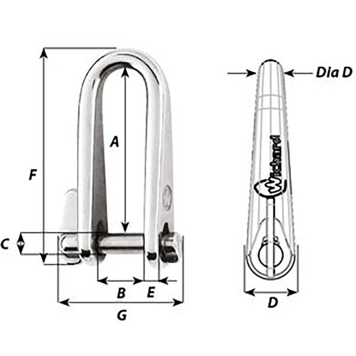 Wichard Key Pin Shackle - Diameter 6mm - 1/4" [01433]-North Shore Sailing