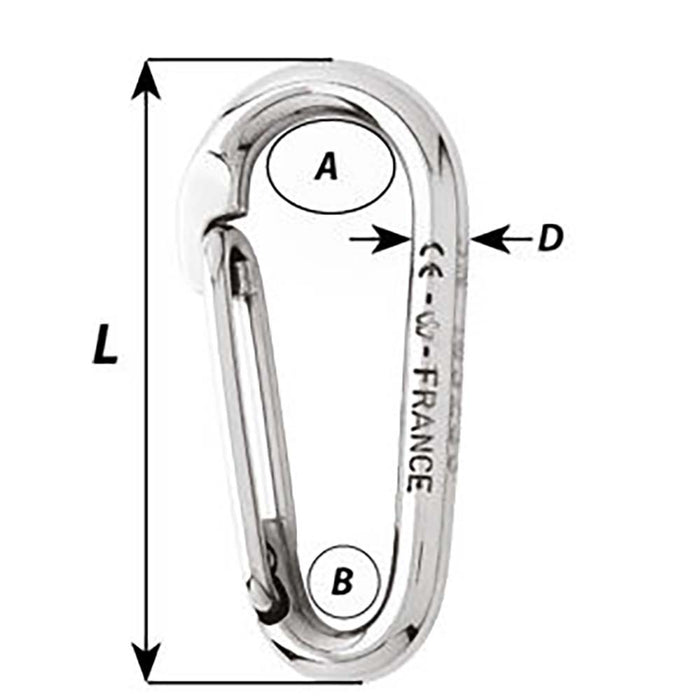 Wichard Symmetric Carbine Hook Without Eye - Length 80mm - 5/16" [02335]-North Shore Sailing