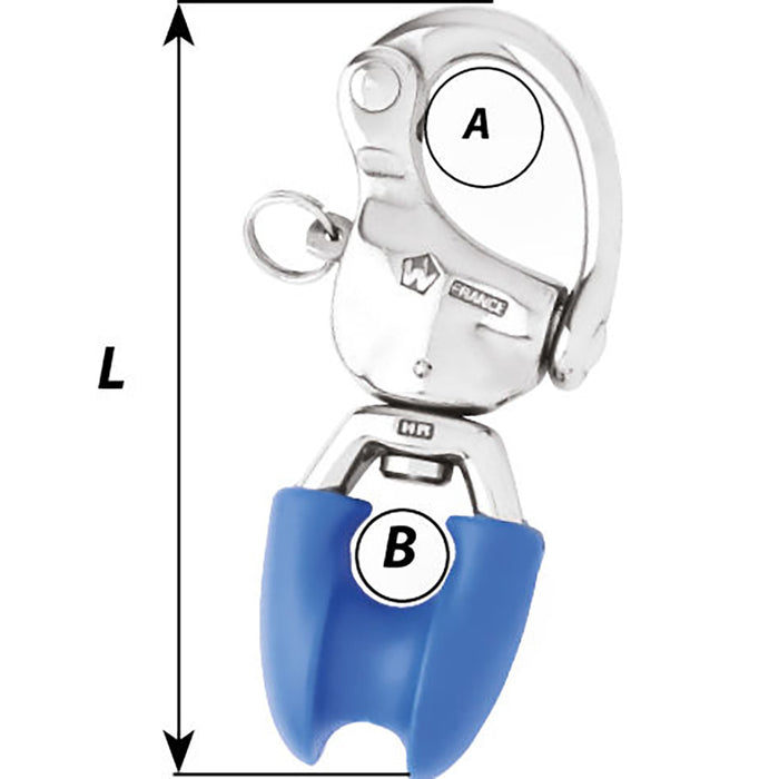 Wichard HR Snap Shackle With Thimble Eye - 110mm Length - 4-21/64" [02495]-North Shore Sailing
