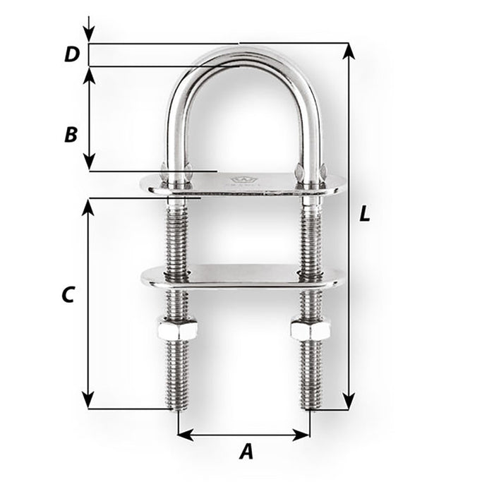 Wichard U-Bolt Pad Eye - 10mm Diameter - 25/64" - 110mm Length - 4-21/64" [06525]-North Shore Sailing